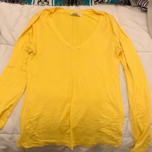 Bright Yellow Long Sleeve V-Neck Size M